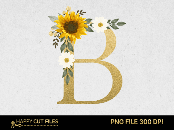 B Alphabet Sunflower Graphics for Crafts & Blogs