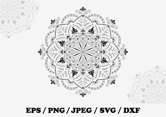 Black and White Floral Mandala: Graphics for Coloring Pages