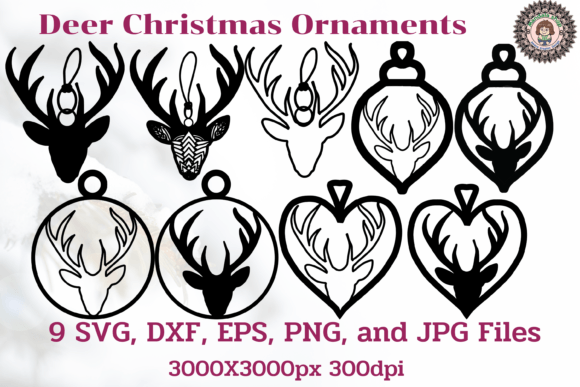 Deer Christmas Ornaments: Premium Graphics and Illustrations
