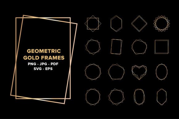 Elegant Gold Frames: Premium Graphics & Illustrations