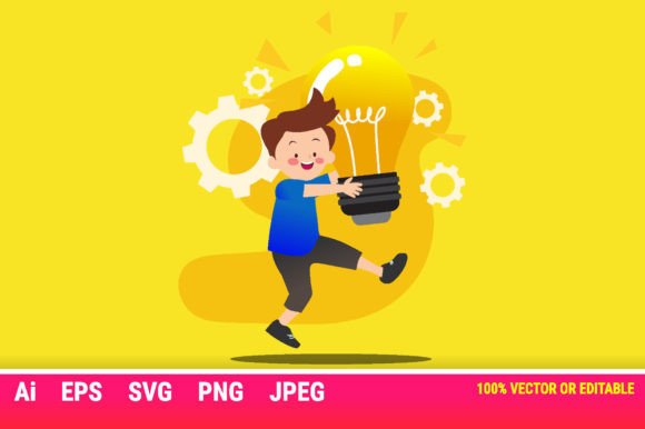 Kids Think Happy Cartoon: Vibrant Graphics & Illustrations