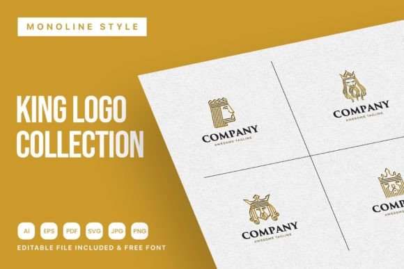 King Head Monoline Logo: Premium Graphics for Logos
