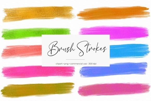 Metallic Brush Strokes Clipart: Premium Graphics & Decorative Elements