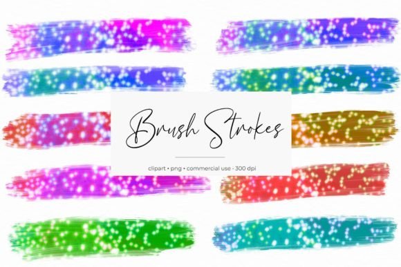Space Glitter Brush Strokes: Graphics & Decorative Elements