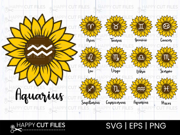 Sunflower Zodiac Clipart for Graphics and Crafts