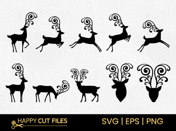 Vintage RainDeer Graphics for Crafts and Blogs